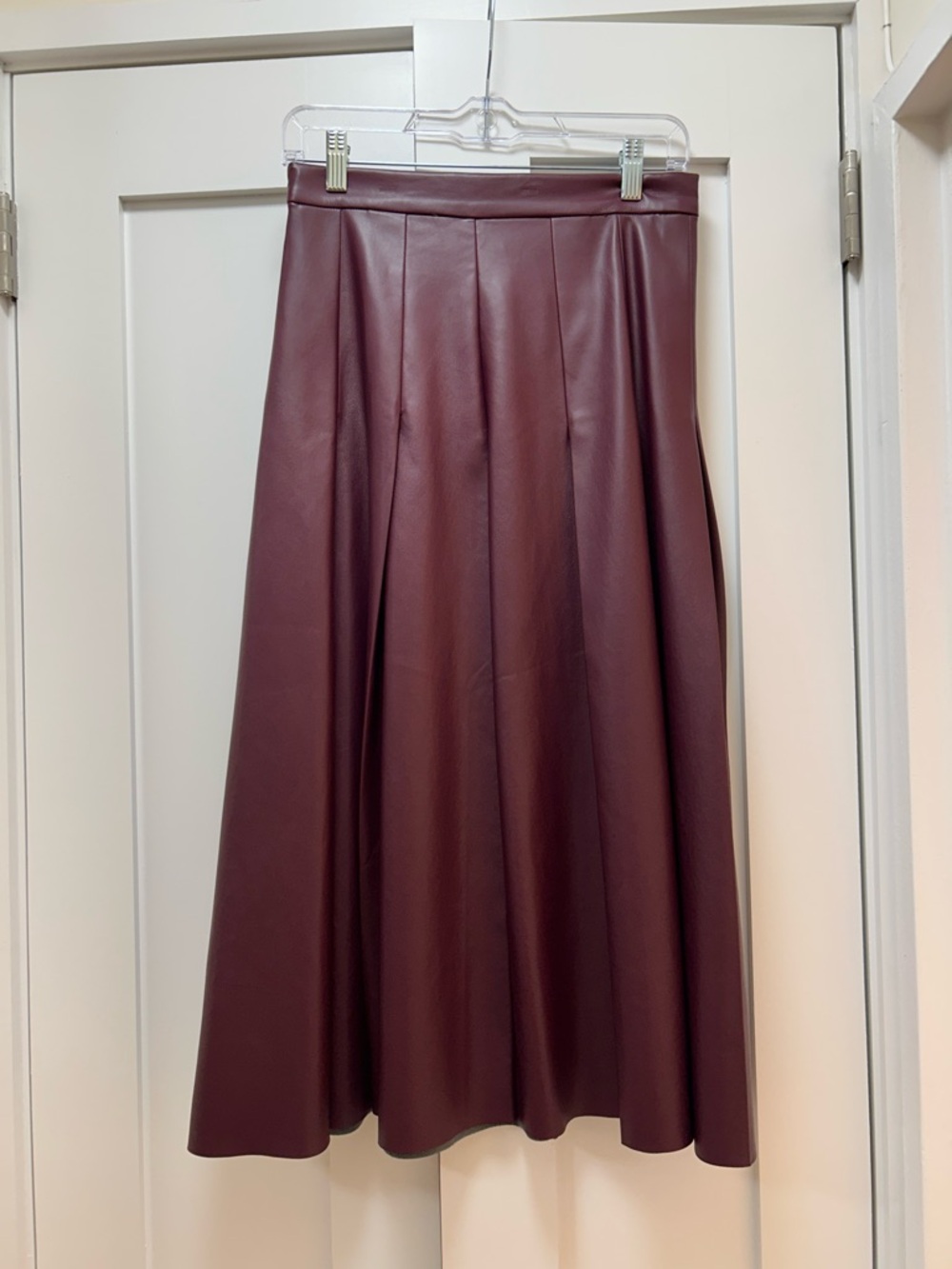 Ann Taylor Faux Leather Pleated Midi Skirt